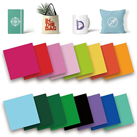 Einfarbige Transferblätter, 30,5 x 30,5 cm, einfarbig, vorgedrucktes Sublimationspapier für Heißpressbecher, DIY-T-Shirts, Untersetzer, Rohlinge, 16 Stück