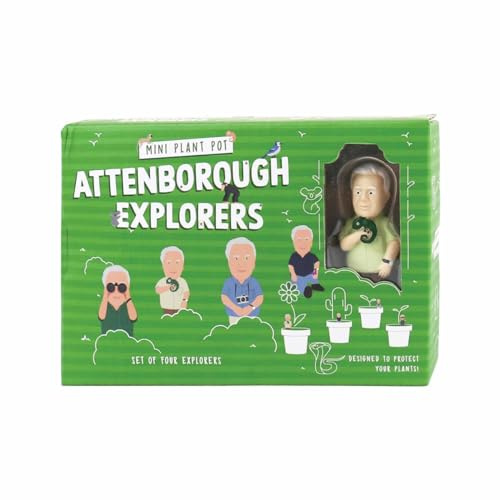 Gift Republic - Attenborough Explorers Plant Markers - These Attenborough Explorers Will Look After Your Plants, 9.5x14.5x3.5 cm, Green