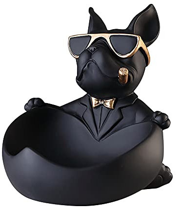 Asslye Französische Bulldogge Figur,Französische Bulldogge Schlüsselschale Schlüssel Aufbewahrungs Modern Skulptur Deko für Flur Wohnzimmer