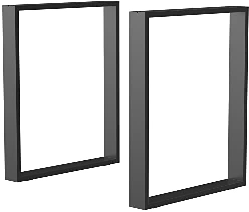HOMCOM Lot de 2 Pieds de Table Rectangulaires Hauteur 72 cm en Acier Noir