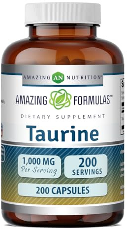 Amazing Formulas Taurine 1000 Mg | Capsules Supplement | Non-GMO | Gluten-Free | Made in USA (200 Capsules)