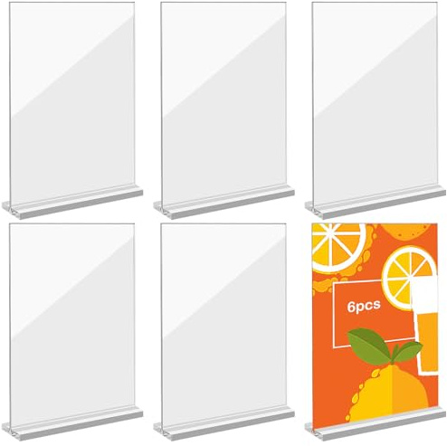 6 Stück Tischaufsteller A5 Menükartenhalter, Werbeaufsteller T-Aufsteller Tischaufsteller Schräg Aus Glasklar Acryl Ständer Aufsteller Tischaufsteller Mit Sockel, Für Speisekarte Restaurant Cafe Büro