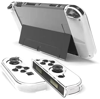 GuiGui DaMoWang Coque de Protection Transparente pour NS Switch OLED Case, étui de Protection en Silicone TPU Anti-Vibrations et Anti-Chute