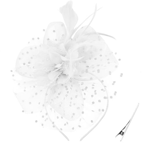 DRESHOW Fascinators Hut Feder Stirnband Damen Fascinators Tee Party Kopfbedeckung mit Clip Blume Stirnband für Mädchen & Damen