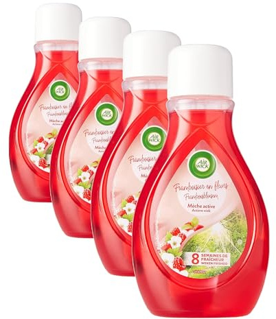 Air Wick Désodorisant Maison Continu Mèche Active Parfum Framboisier en Fleurs - 375ml (Lot de 4)