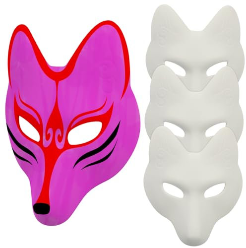 GARVALON 4stücke Teiliges Für Leere Fuchsmaske Handbemalbare Maske Für Maskerade Cosplay Und Partyaccessoires Für Kreative Bastelprojekte Und Anlässe Wie Halloween
