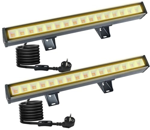CREATESTAR LED Strahler Warmweiß Außen 48W 2 Stück, 3000K Wallwasher Außen, 4800LM Außenstrahler LED Wallwasher Licht Bar IP66 Wasserdicht Scheinwerfer für Landschaft Hof Garten Innenhöfe