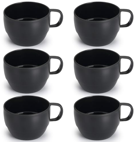 ReaNea Coffee Mugs Set of 6, Coffee Cups 12oz, Durable Light Weight Plastic Mugs for Home, Outdoor, Picnic, Camping, Idea Birthday Gift