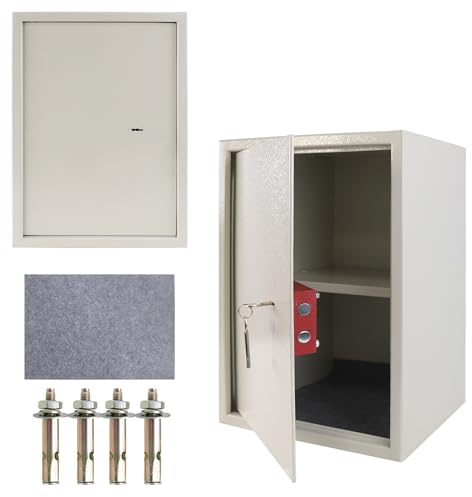 ROSEJANE Tresor Möbeltresor Safe Geldschrank 35x50x31cm Wandsafe 2 Schloss | Robuster Stahlkorpus sichert Wertsachen zu Hause oder im Büro. Einfache Wand- und Bodenmontage, Kompaktes Design