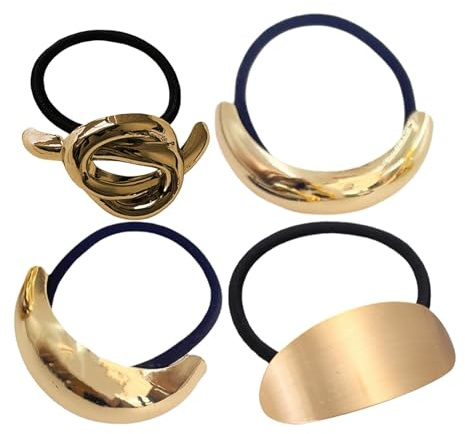 4 Stück Metall Haar Manschette Haar Seil Pferdeschwanz Halter Metall Punk Elastisches Haarband Haargummis Haarband Haargummis Zubehör Ornament für Dickes Haar