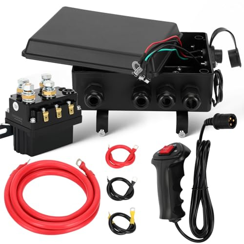 Relé solenoide de cabrestante de 12 V 500 A, caja de contactor de relé solenoide de cabrestante con cable a mano y 4 cables previos, relé de contactor solenoide de cabrestante de 12 V 500 A para