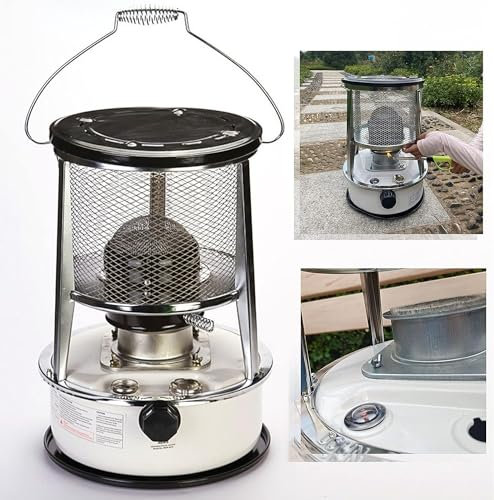 BomDog Efficiente Stufa a Cherosene da Esterno Rosso/Bianco Riscaldatore Portatile a Cherosene con Bruciatore a Stoppino Riscaldatori a Olio per il Campeggio/White6L