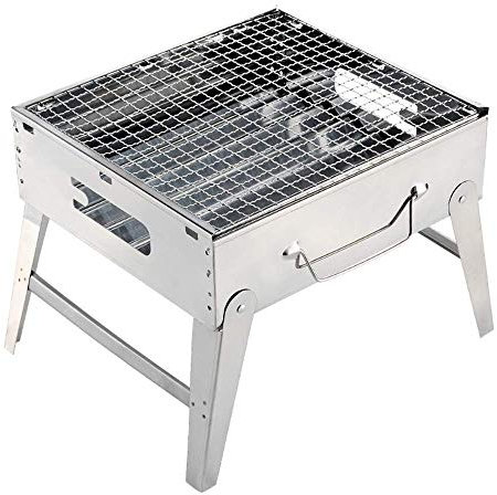 Barbecue au charbon de bois d'extérieur, barbecue portable, barbecue pliable en acier inoxydable, barbecue de camping, barbecue de table pour la cuisine de camping portable, petit gril