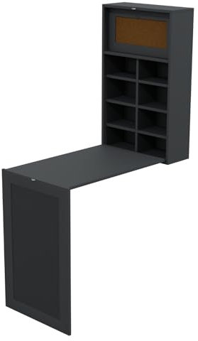 HAGO24 | Wandklapptisch | Regal | Klapptisch | Schreibtisch | Tafel | Stauraum | Klappbar | Platzsparend | Grau | Pinnwand | Esstisch | Küchentisch | Multifunktional