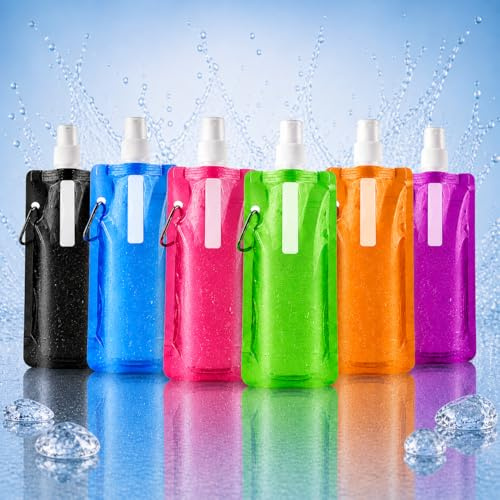 Shengruili Lot de 6 bouteilles d'eau pliables de 500 ml, réutilisables, sans BPA, pour sports de plein air, cyclisme, randonnée