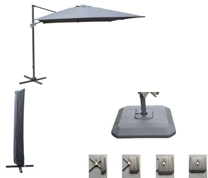 Proloisirs Set d'ombrage complet (1 parasol déporté NH 3x3 + 1 housse + 1 lestage)