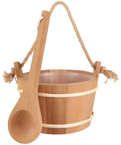 Karida Seau et louche pour sauna – Fait à la main en bois de cèdre rouge canadien – 3,8 l