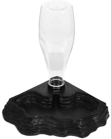 Toyvian Mangiatoia per Rettili Automatica Nera Fontanella Integrata, Dispenser Acqua Sicuro e Pratico per Tartarughe e Lucertole, Accessorio Terrario Antiribaltamento per Animali Domestici