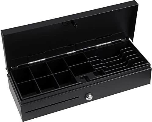 HONEY BEAR Flip-top Cassetto porta-denaro, 6 scomparti per le banconote e 8 per le monete, compatibile con stampante per ricevute POS da12V registratori di cassa con interfaccia RJ11/RJ12, Nero