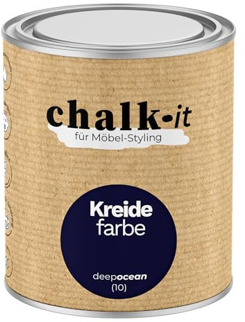 chalk-it Kreidefarbe 750ml (10) Deep Ocean Möbel Farbe Shabby Chic Holzlack Natur Vintage Look Möbellack Erfüllt EN71-3 Sicher Kindermöbel Spielzeuge