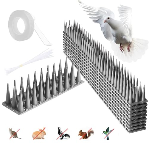 Hillylolly Pinchos Antipalomas, 10 Pcs Pinchos Anti Gatos, Pinchos Antipajaros 4.3 M, Pinchos Palomas Plastico, Auyentador, Anti Palomas Gato Pájaros, para Cercas, Ventanas, Techos (Gris)