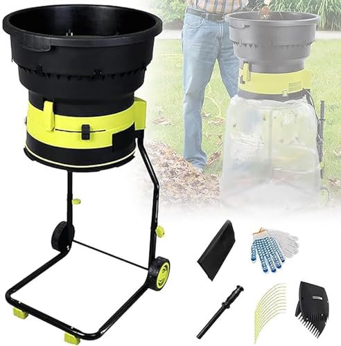 Trituratore elettrico a batteria, trituratore di foglie a 2500 giri/min, rapporto di triturazione 17:1, dimensioni del trituratore di foglie regolabili, raccoglitore di foglie(20m-power-cord)