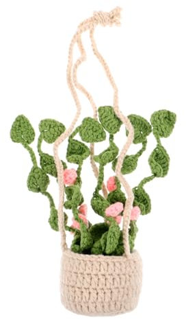 BESTYASH Car Hanging Hanging Plant Potted Plant Crochet Craft Decoration for Car Interior Home Wall Pendant