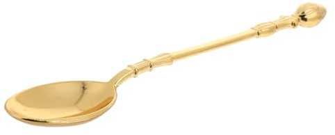 UKCOCO Cucharas Postre Pequeñas De Aleación Doradas Cucharillas Café Mini Para Mezclar y Servir Diseño Elegante y Compacto Aptas Para Té y Espresso Cocina y Mesa