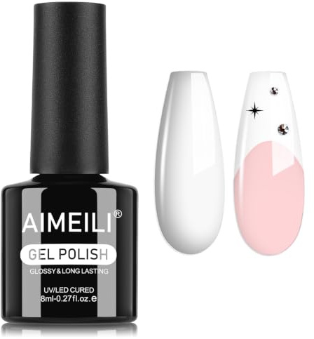AIMEILI UV Nagellack Weiß French 8ml Color Gel Soak Off UV&LED Farbgel für Nägel Weiße Gellack UV Gel Nagellack Gelnägel Nailart - 997 | Soak Off Gel Nail Polish für Frühling Sommer Herbst Winter, Home Nagelstudio DIY Nail Art, Perfekt für Deinen Alltag