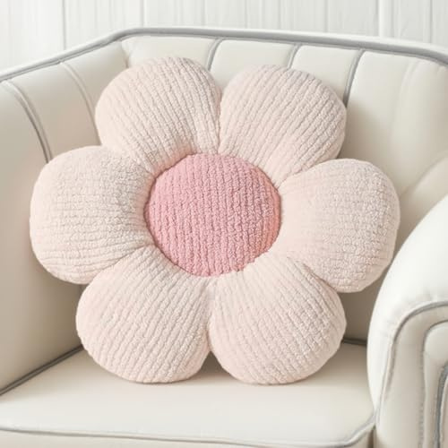 Tutamaz Blumenkissen, Creme Blumengestalt Zierkissen,Blumen Plüsch Kissen 40cm,Schmusekissen Flausch Dekokissen,Weiche Kissen Deko für Kinder Mädchen für Sofa Bett Wohnzimmer Schlafzimmer Kinderzimmer