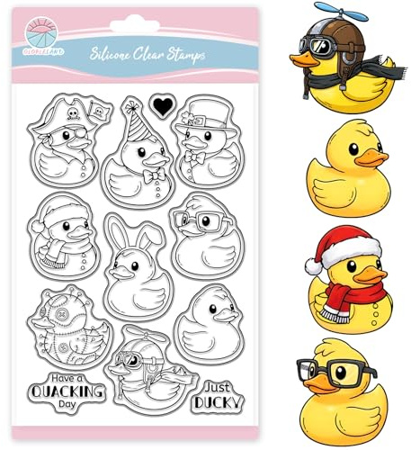 GLOBLELAND Niedliche Gummienten Stempel Zum Gestalten von Karten Feiertags Enten Transparenter Stempel Cartoon Tiere Silikonstempel Siegel Für DIY Scrapbooking Geburtstag Weihnachten Fotoalbum