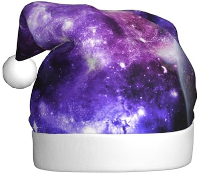 GUOLGP Gorro de Navidad con estampado de galaxia, gorro de Papá Noel, celebraciones, unisex, accesorio para disfraz de fiesta de Navidad