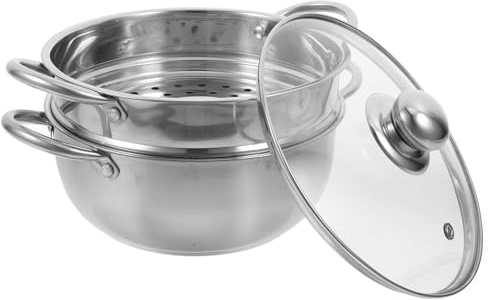 Angoily Olla de Vapor de Acero Inoxidable 20 CM Doble Capa Resistente Corrosión Compatible Cocinas de Gas Inducción y Eléctricas Vaporera para Verduras Pescado y Albóndigas