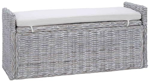 Tomostar Banc de Rangement, Coffre de Rangement Bout de Lit Banc à Chaussures Blanchiment 110 x 40 x 50 cm Rotin