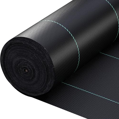 BARMAKET 1m x 50m Toiles de Paillage, 50㎡ Geotextile,Bache Anti Mauvaises Herbes, Tissu Perméable à l'eau, Résiste Rayons UV pour Aménagement Paysager, Couvre-Sol