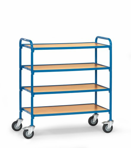 Fetra Transportgeräte mtecb32940 Wagen mit Holztablett L für Boxen mit Maulwurf, 1050 mm Länge x 513 mm Breite x 1130 mm Höhe, Blau