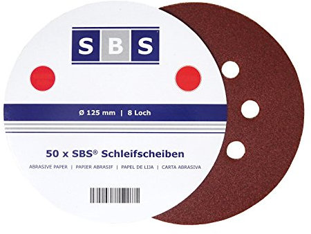 50 Stück | SBS® Schleifscheiben | ø 125 mm | 8 Loch | Korn 80 | für Exzenter-Schleifer
