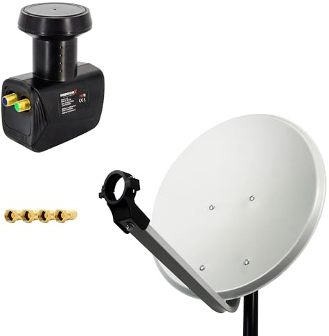 PremiumX Satellitenschüssel 45cm Stahl Hellgrau Twin LNB