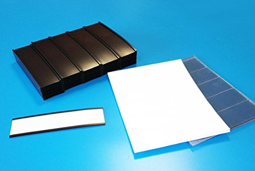 100 Stück magnetische C-Profil Etikettenhalter 40 mm hoch x 150 mm lang mit Kartonstreifen und PVC-Klar-Streifen