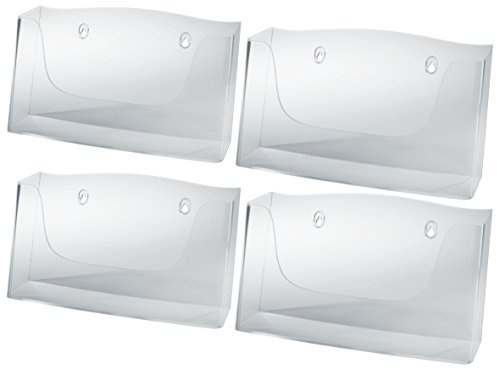 Sigel Wand Prospekthalter DIN A4 Querformat Acryl transparent 4er Pack | LH118/4, Ideal für horizontale Dokumente, Flyer und Hinweisschilder