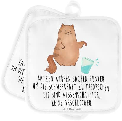 Mr. & Mrs. Panda Topfuntersetzer Katze Wasserglas - Geschenk, lustig, Katzenmotive, Katzenliebhaber, Topflappen mit Spruch, Katzenfreund, Kater,