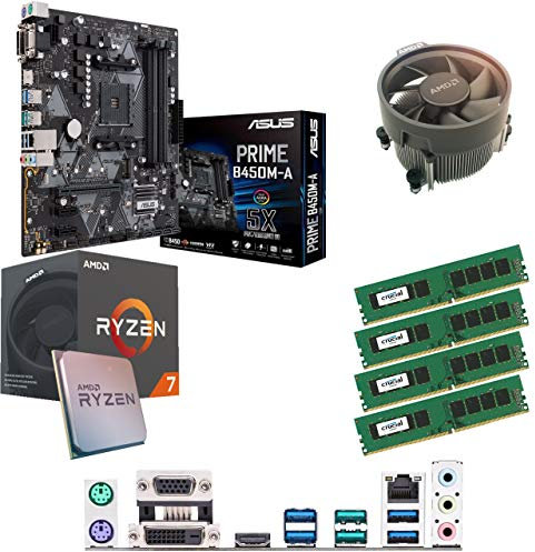 Components4All AMD Ryzen 7 1700 3.0GHz (Turbo 3.7GHz) Eight Core Sixteen Thread CPU, ASUS Prime B450M-A Motherboard & 32GB 2400MHz Crucial DDR4 RAM Pre-Built Bundle