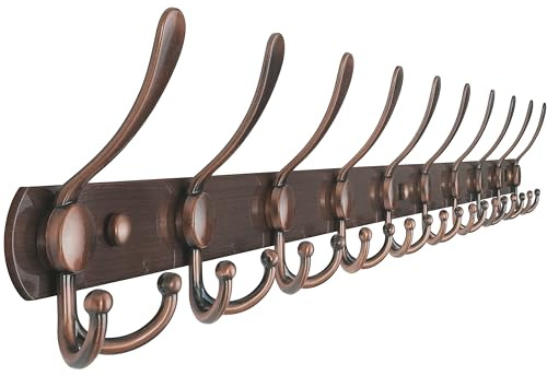 Dseap Garderobenleiste mit 10 haken, schwerlast 96cm Lang garderobenhaken, edelstahl wandgarderobe, kleiderhaken wand, hakenleiste garderobe für mantel hut handtuch handtasche, antikes kupfer