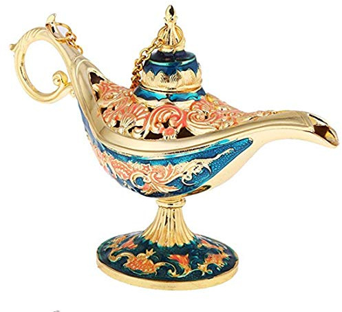 Taisuko Blume sehnte Sich Öl-Lampe Magie Panto arabisches Licht Aladdin Genie Lampe Box Party Prop 2 Farben optional （Blau）