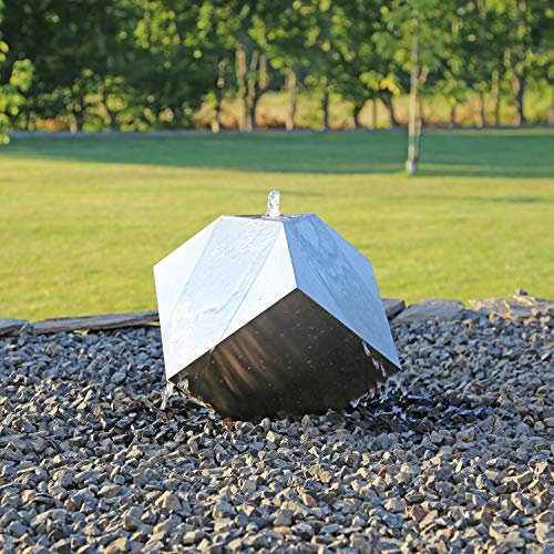 CLGarden Springbrunnen Würfel 30 aus Edelstahl Designbrunnen Skulptur Würfelbrunnen mit LED Beleuchtung Set Gartenbrunnen Wasserspiel