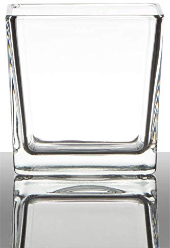 INNA-Glas Teelichtglas Kim, Würfel - Viereckig, klar, 10x10x10cm | Windlicht - Teelichthalter