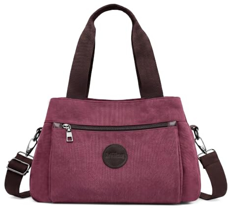 DIRRONA Canvas Tasche Damen – Vintage Handtasche Damen, Große Umhängetasche mit Mehreren Fächern, Verstellbare Schultergurte, Casual Schultertasche für Reise, Arbeit, Alltag & Diebstahlschutz