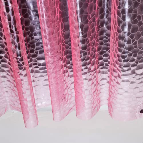 Ga-Geetopia Duschvorhang, Eva, 3D, Wasserwürfel, Kunststoff, hochwertig, leicht, 182,9 x 182,9 cm, für Badezimmer, Ausstellungsraum, mit rostfreien Metallösen und beschwertem Magnet, Rosa/Magenta