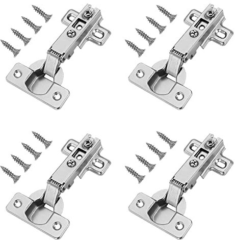 CVIUYO 4Pack 26mm Cabinet Hinge, Concealed Full Overlay Hinges for Kitchen Door, Cupboard, Wardrobe, Closet & Bathroom Cabinets, Embedded Furniture with Screws