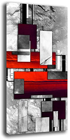 Quadro Moderno Soggiorno Verticale Astratto Shabby chic Industrial Quadri moderni da Parete XXL grande Stampa su tela Canvas Decorazione Murale muro Arredo Camera letto Cucina (40x70 cm, Rosso)